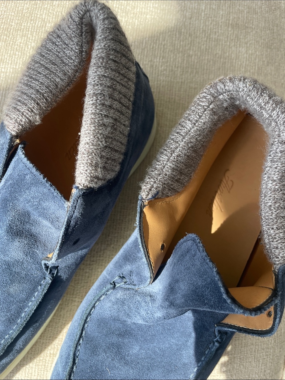 Men's Suede Slip-On Loafers in Deep Blue - Picture 2 of 5